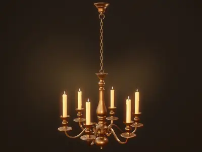 Candlesticks and Chandeliers - PBR Game Ready Low-poly 3D model