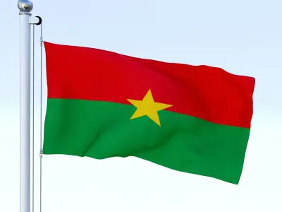 Animated Burkina Faso Flag Low-poly 3D model