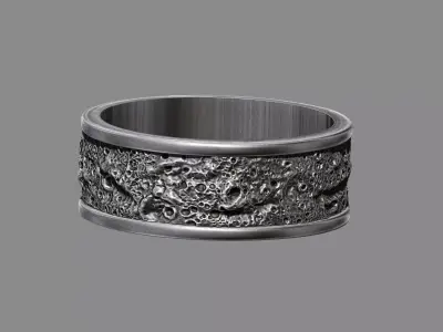 Moon surface ring astroid textured design 3D print model