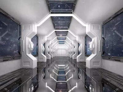 SCI FI INTERIOR SCENE SPACE SHIP Low-poly 3D model