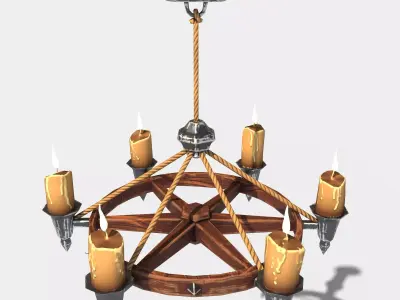 Stylized Chandelier Low-poly 3D model