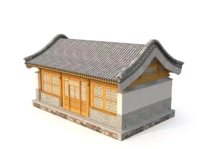 Ancient Chinese Architecture Distribution room 02 Low-poly 3D model