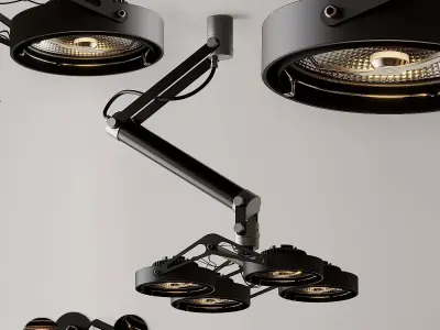 Ceiling Light Modular Nomad 4x AR111 GI Black and Silver 3D model
