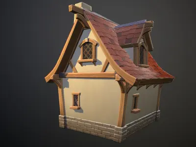 Stylized medieval house  Low-poly 3D model
