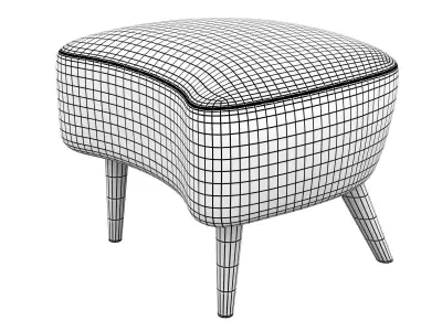 Wingback three chairs and footstool 3D model