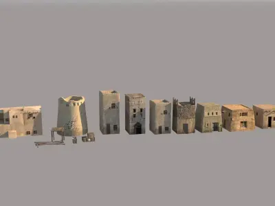 Arab Village Middle Eastern Houses Low-poly 3D model