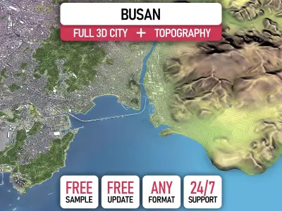 Busan - 3D City Topography Terrain 3D Model Pack