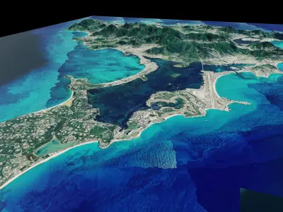 Saint Martin island full 3d model terrain 3D model