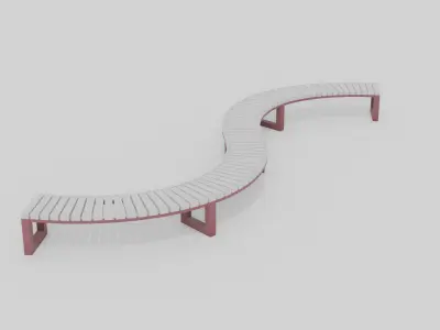 Outdoor Wooden Bench 10 Low-poly 3D model