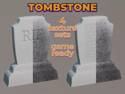 Dirty Old Tombstone Gravestone cemetery RIP Low-poly 3D model