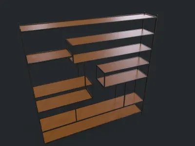 Designer Shelf V1 Wood Metall Low-poly 3D model