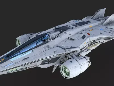 Futuristic Spaceship  Low-poly 3D model