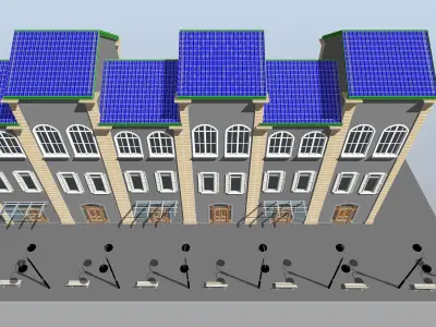 Retro row house by REVIT 3D model