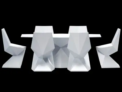 Vertex Dining Table and Chair Low-poly 3D model