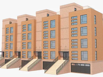 Modern Townhouse Building 1 3D model