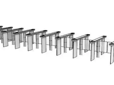 Office building security gate 3D model