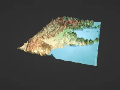 India Map Topography Low-poly 3D model