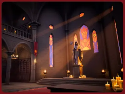 Modular Monastery Low-poly 3D model