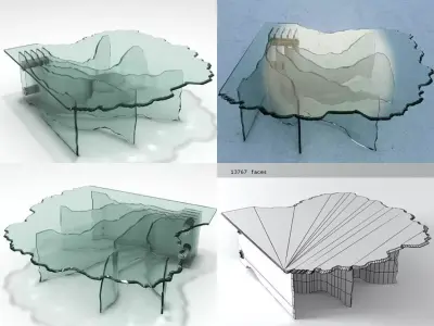 Shell coffee table made of glass 3D model