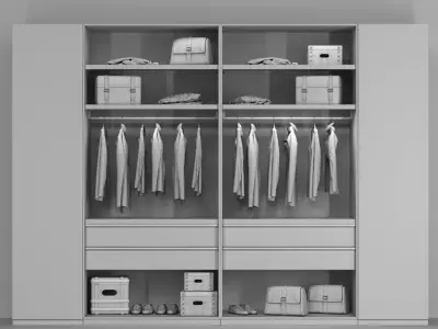 Wardrobe with clothes 3D model