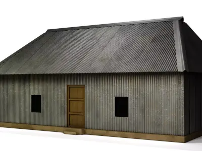South asian  rural tin house Low-poly 3D model