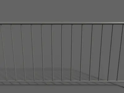 PBR Pedestrian Guard Rail Grey V1 Low-poly 3D model