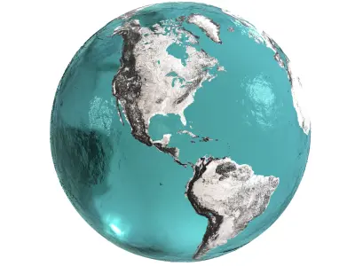 Earth Water 3D Globe Contours Full  Low-poly 3D model