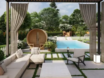 3D Exterior Scene 3D model design garden and landscape 3D model order