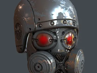 Gas mask helmet 3d model scifi Low-poly Low-poly 3D model