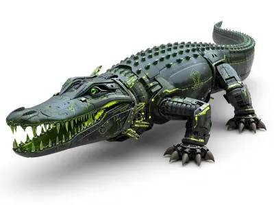 Sci-Fi Robot Stealth Crocodile 3D Model Low-poly 3D model