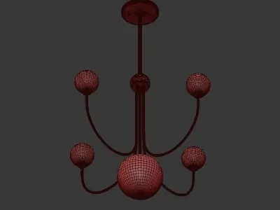 Coco 5 Light Aged BrassWhite LED Chandelier  3D model