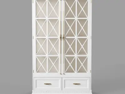 commode cabinet with glass doors and drawers Low-poly 3D model