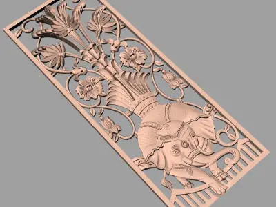 Door flower 3D relief STL Model for CNC woodworking carving E262 3D model