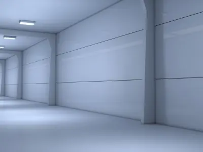 Futuristic Apartment Corridor Low-poly 3D model