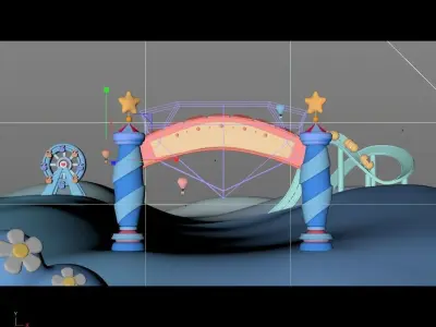 cartoon amusement park 3D model