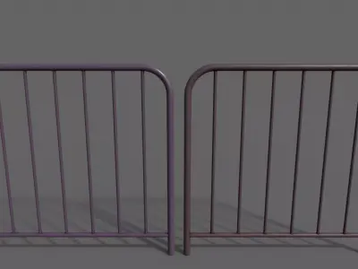 PBR Pedestrian Guard Rail Purple V2 Low-poly 3D model