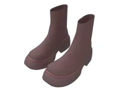 Short Boots v1 003 Low-poly 3D model