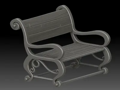 Stylized bench 3D model