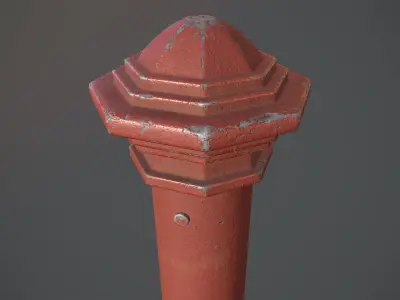 Barrier Bollard pack 3 Red v3 Low-poly 3D model
