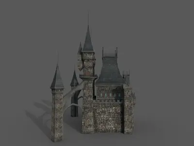 Medieval Fantasy Castle in Clouds 3D model