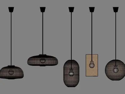 Minimalist Pendant Light 3D Model Set 3D model