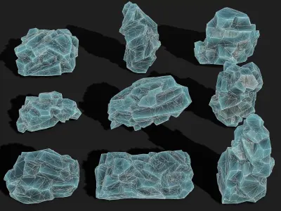Mountain ice Rocks - PBR Pack 10 Low-poly 3D model
