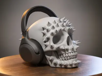 Skull dragon Headphone Stand Cyborg skull dragon Headset  3D print model