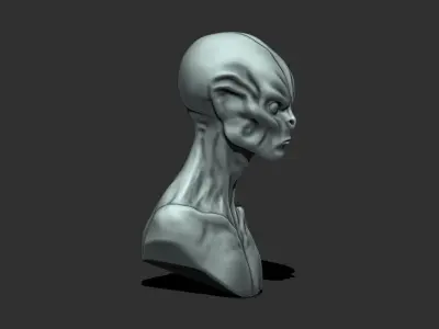 Alien Bust 8 - Sculpture Detailed 3D STL 3D print model