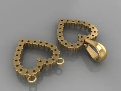 Dainty Diamond Heart Pendant Mix Design 3D print model