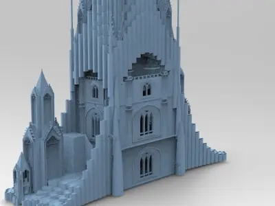 Ancient Elden Irish Cathedral Tower 1 3D model