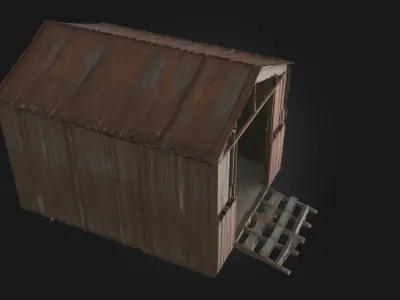 Rustic Metal Shack  Weathered Shelter of Rural Industry 3D model