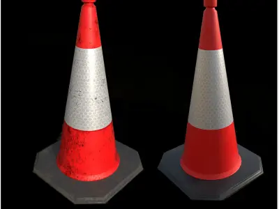Traffic cone Low-poly 3D model 34