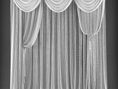 Curtain with drapes Low-poly 3D model buy
