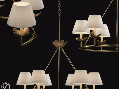 light-07 chandelier with four shades in brass 3D model